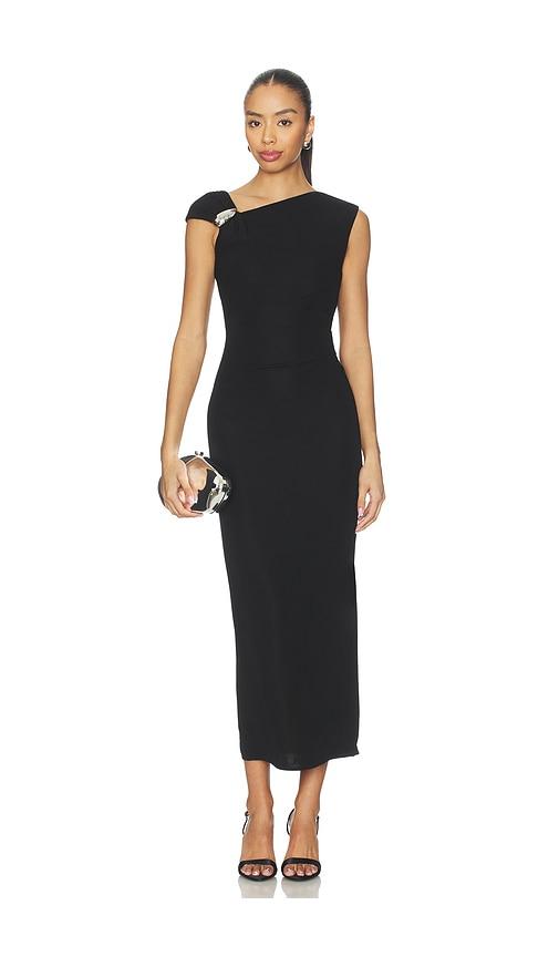 L'Academie Maeko Midi Dress in Black by L'ACADEMIE