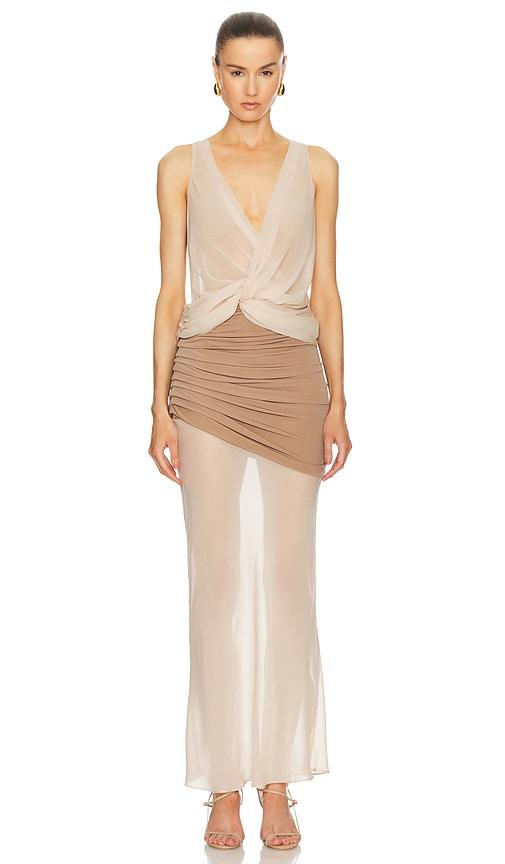 L'Academie Marin Midi Dress in Neutral by L'ACADEMIE