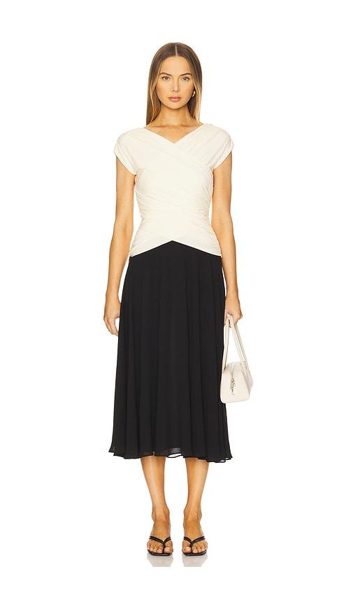 L'Academie Mikah Midi Dress in Black,Cream by L'ACADEMIE