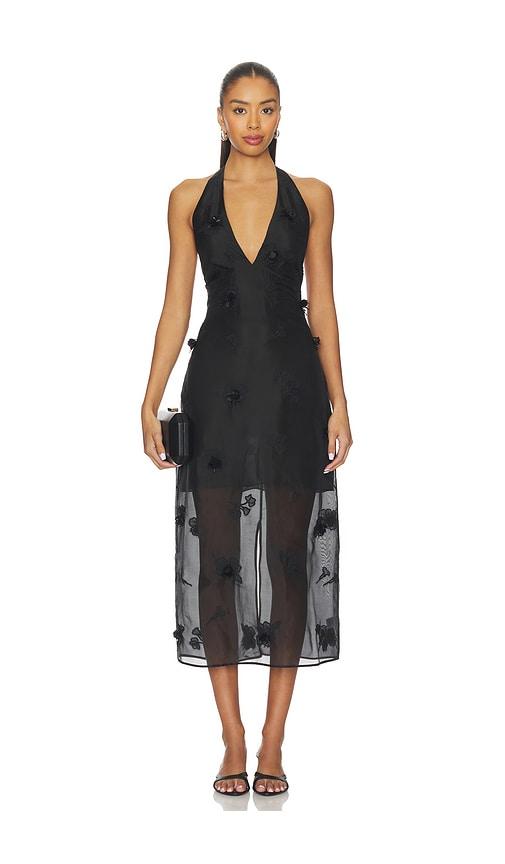L'Academie Minah Midi Dress in Black by L'ACADEMIE