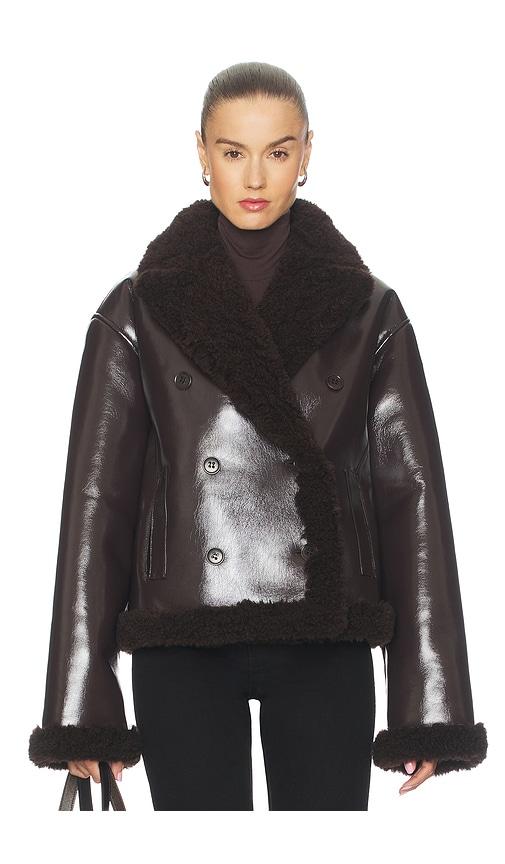 L'Academie Nalani Reversible Faux Leather Jacket in Chocolate by L'ACADEMIE
