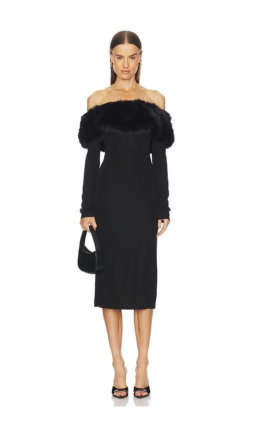L'Academie Nara Midi Dress in Black by L'ACADEMIE