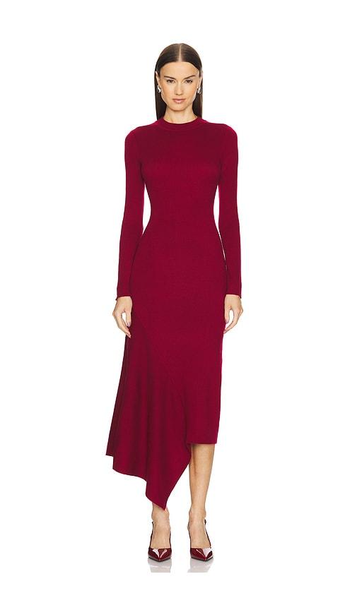 L'Academie Odelya Asymmetrical Dress in Wine by L'ACADEMIE