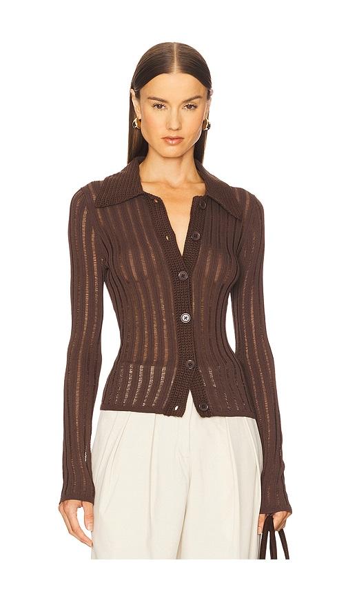 L'Academie Olivie Cardigan in Chocolate by L'ACADEMIE