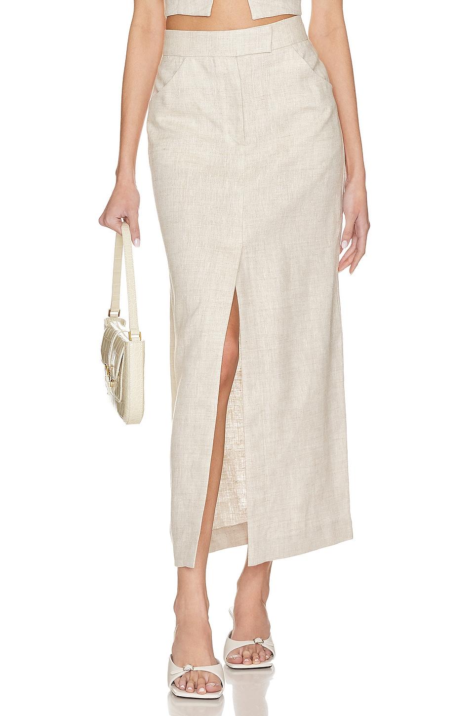 L'Academie Orsina Maxi Skirt in Neutral by L'ACADEMIE