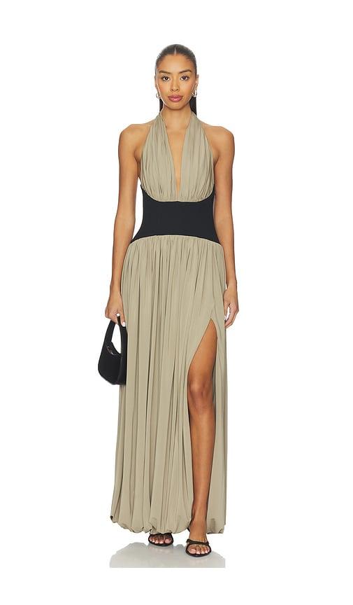 L'Academie Reba Midi Dress in Beige by L'ACADEMIE