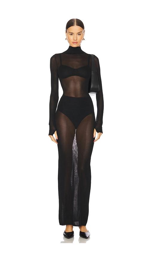 L'Academie Reyes Maxi Knit Dress in Black by L'ACADEMIE