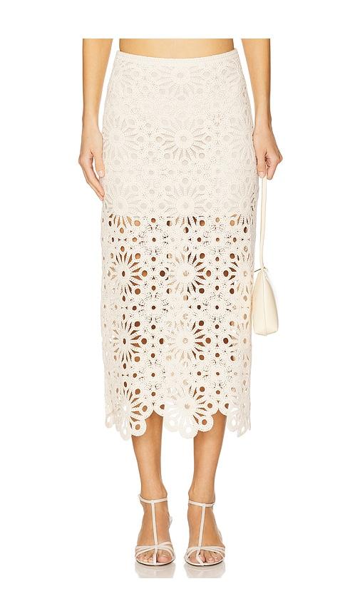 L'Academie Shay Midi Skirt in Cream by L'ACADEMIE