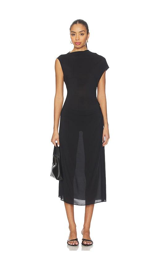 L'Academie Teshi Midi Dress in Black by L'ACADEMIE