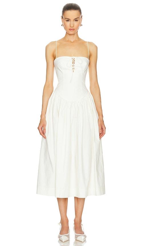 L'Academie Thierry Midi Dress in Ivory by L'ACADEMIE