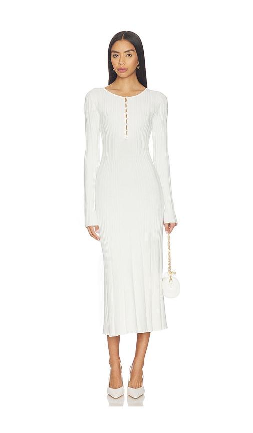 L'Academie Wanda Knit Long Sleeve Dress in Ivory by L'ACADEMIE