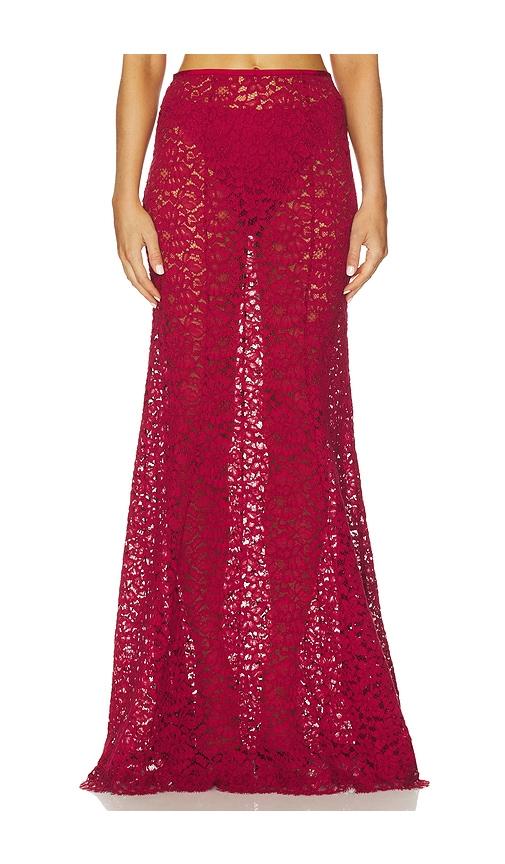 L'Academie Zelie Maxi Skirt in Burgundy by L'ACADEMIE
