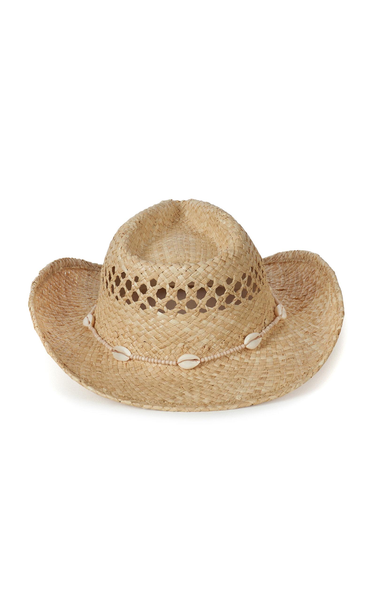 Lack of Color Shell-Embellished Raffia Cowboy Hat -oda Operandi by LACK OF COLOR