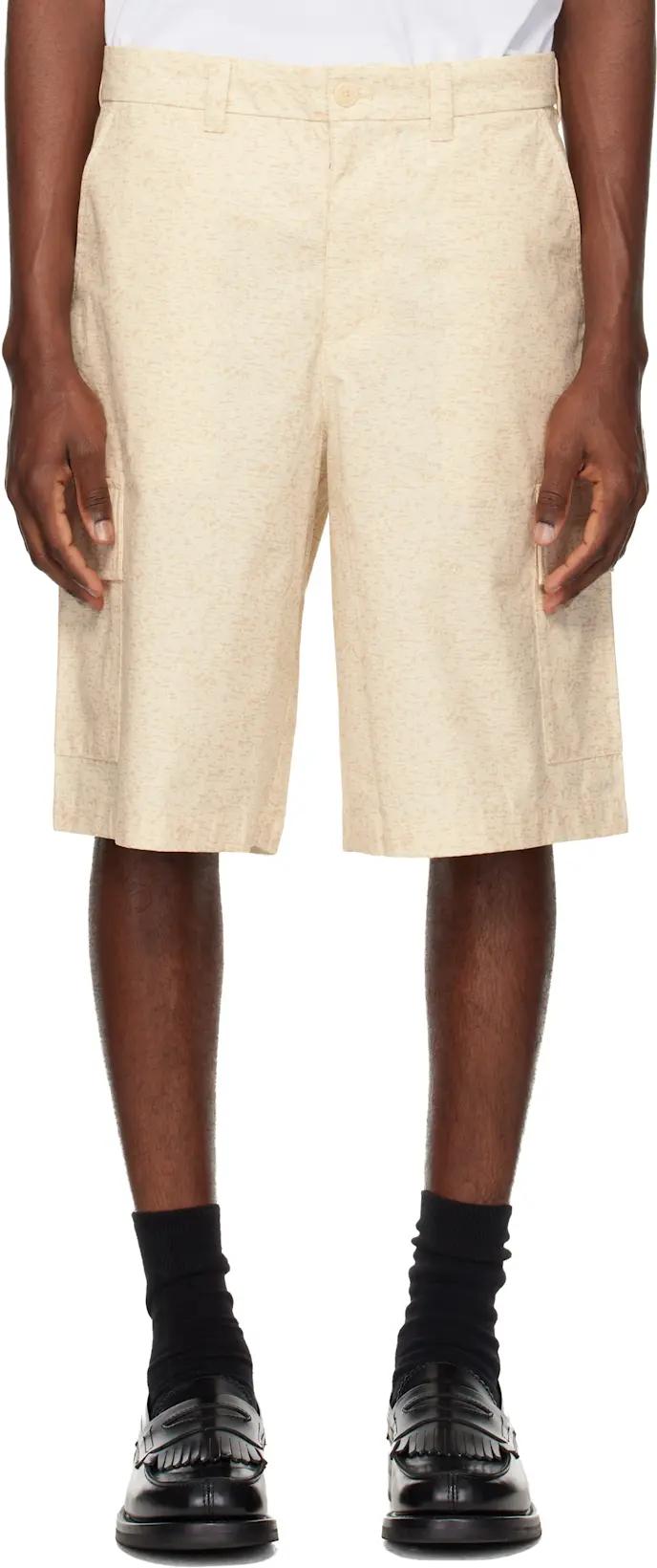 Beige Straight Fit Printed Bermuda Shorts by LACOSTE