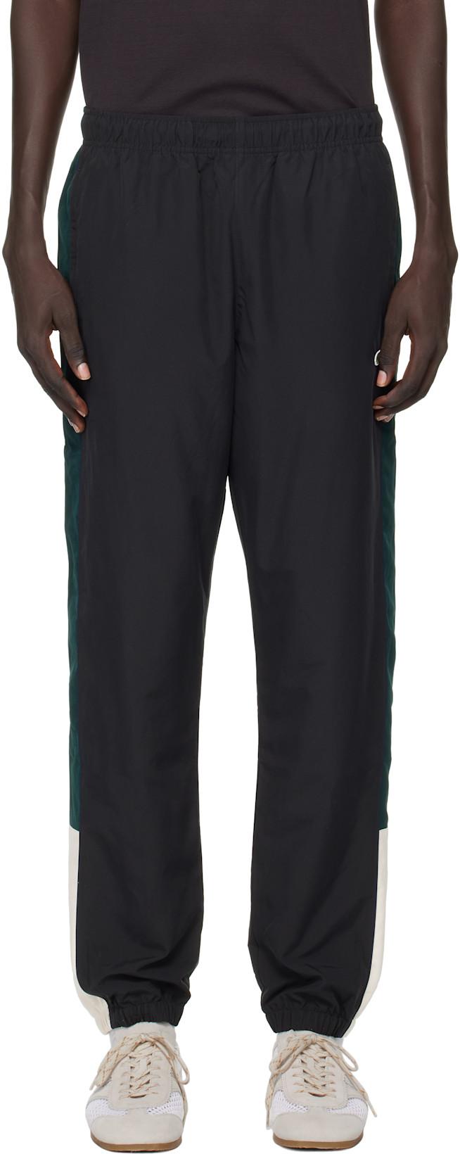 Black Color Block Track Pants by LACOSTE