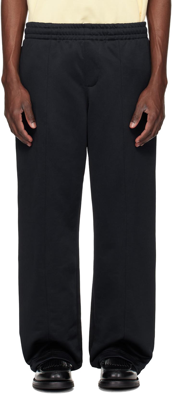 Black Loose Fit Fleece Sweatpants by LACOSTE