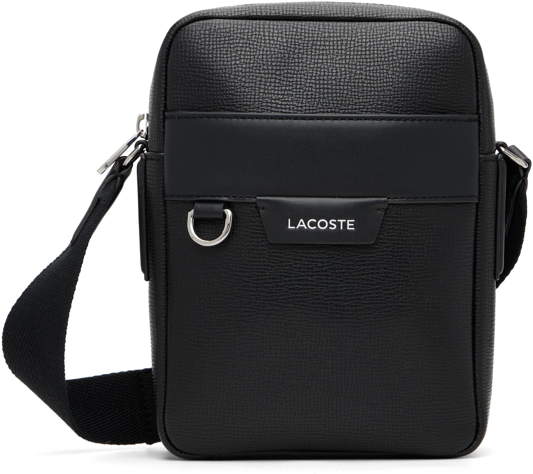 Black Ossian Leather Satchel Bag by LACOSTE