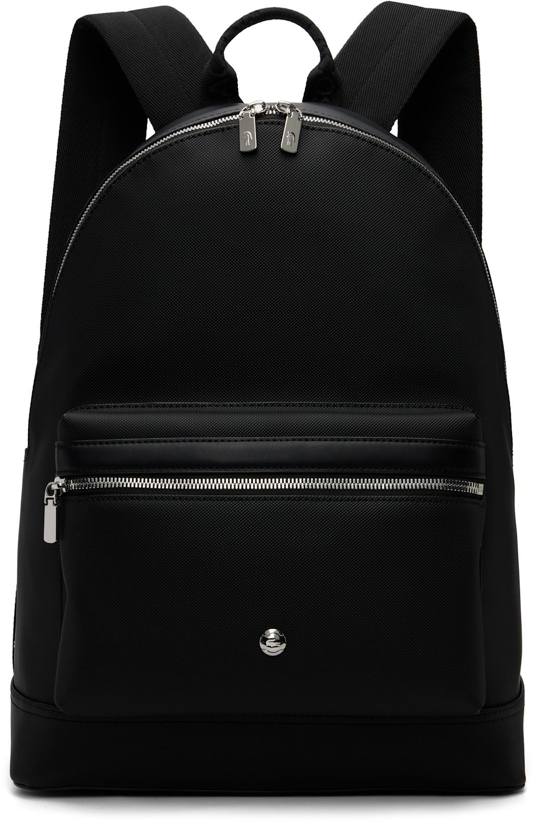 Black Poly Canvas Backpack by LACOSTE