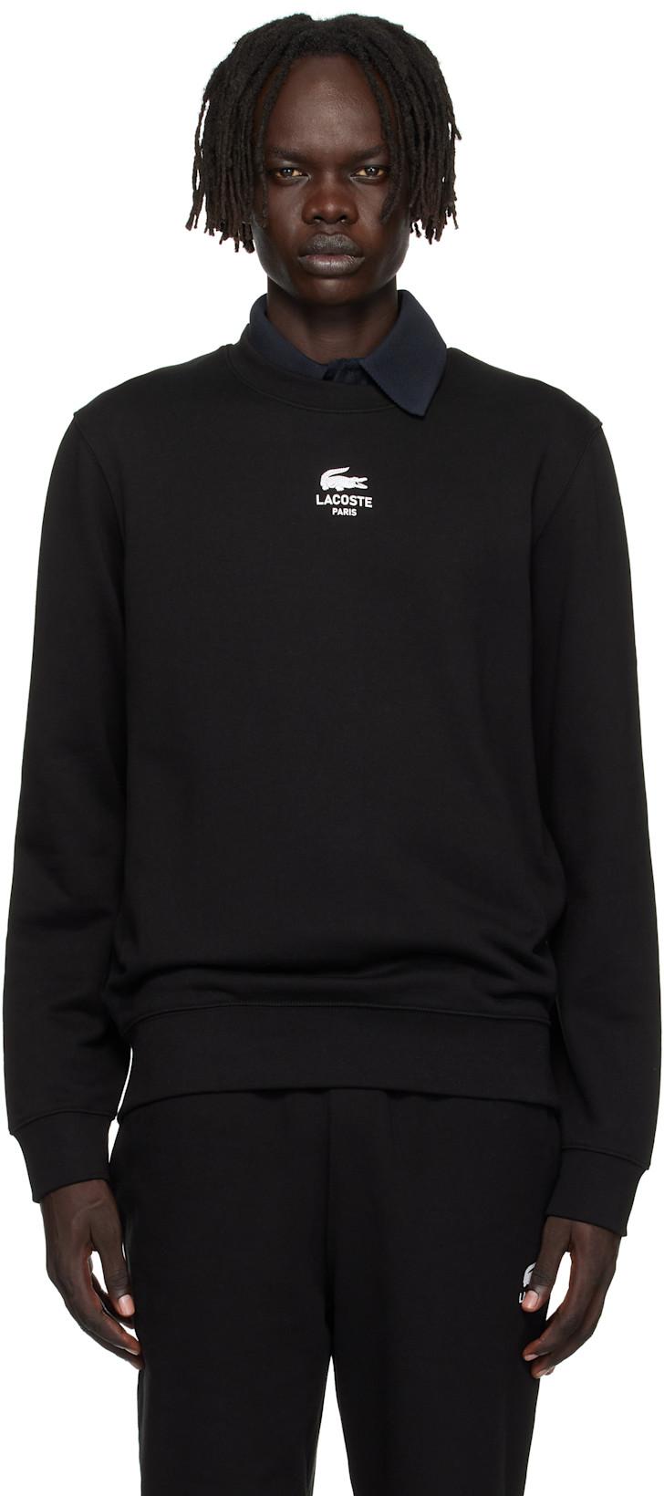 Black Printed Fleece Sweatshirt by LACOSTE