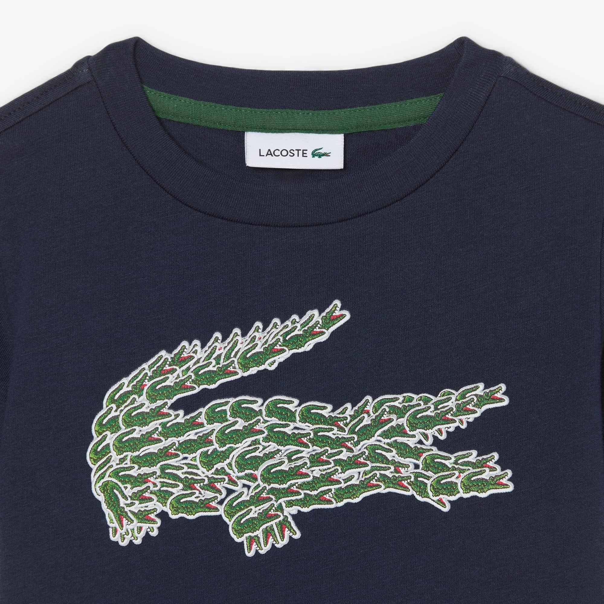 Boys' Crocodile Print Cotton T-Shirt by LACOSTE