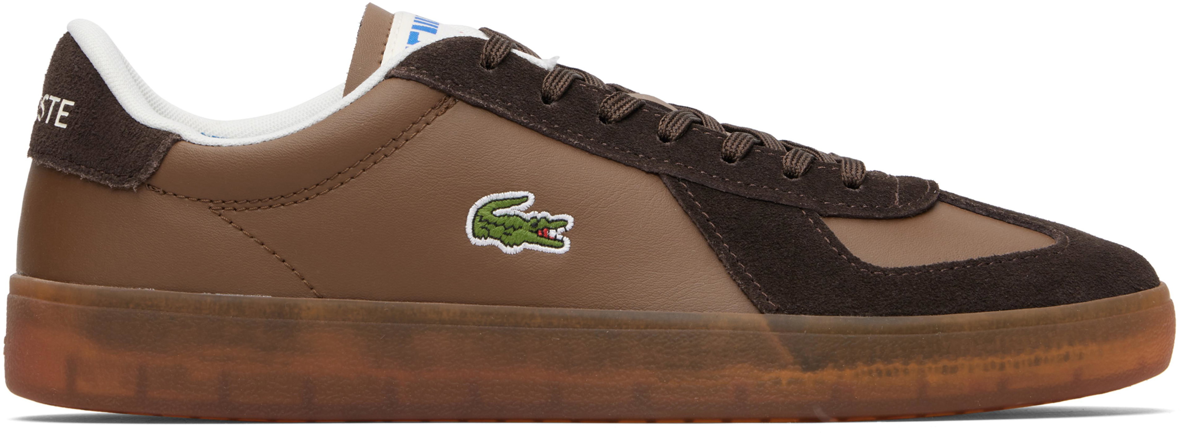 Brown Baseshot Pro Leather Sneakers by LACOSTE