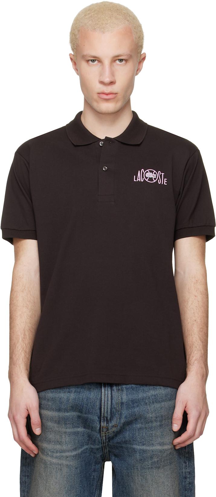 Brown Classic Fit Graphic Branding Polo by LACOSTE