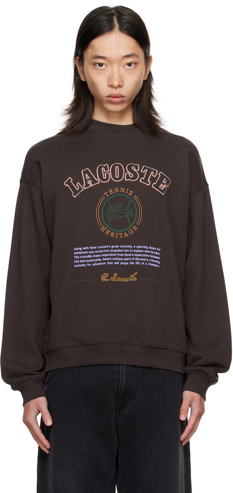 Brown Embroidery Fleece Heritage Sweatshirt by LACOSTE