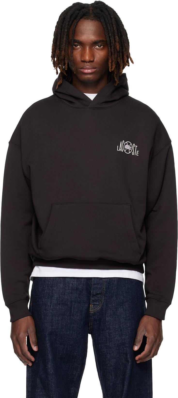 Brown Multi Print Fleece Hoodie by LACOSTE