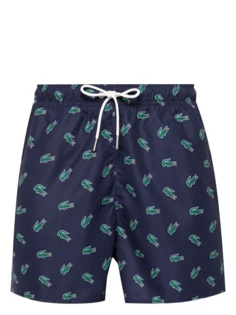 Crocodile-print drawstring swim shorts by LACOSTE