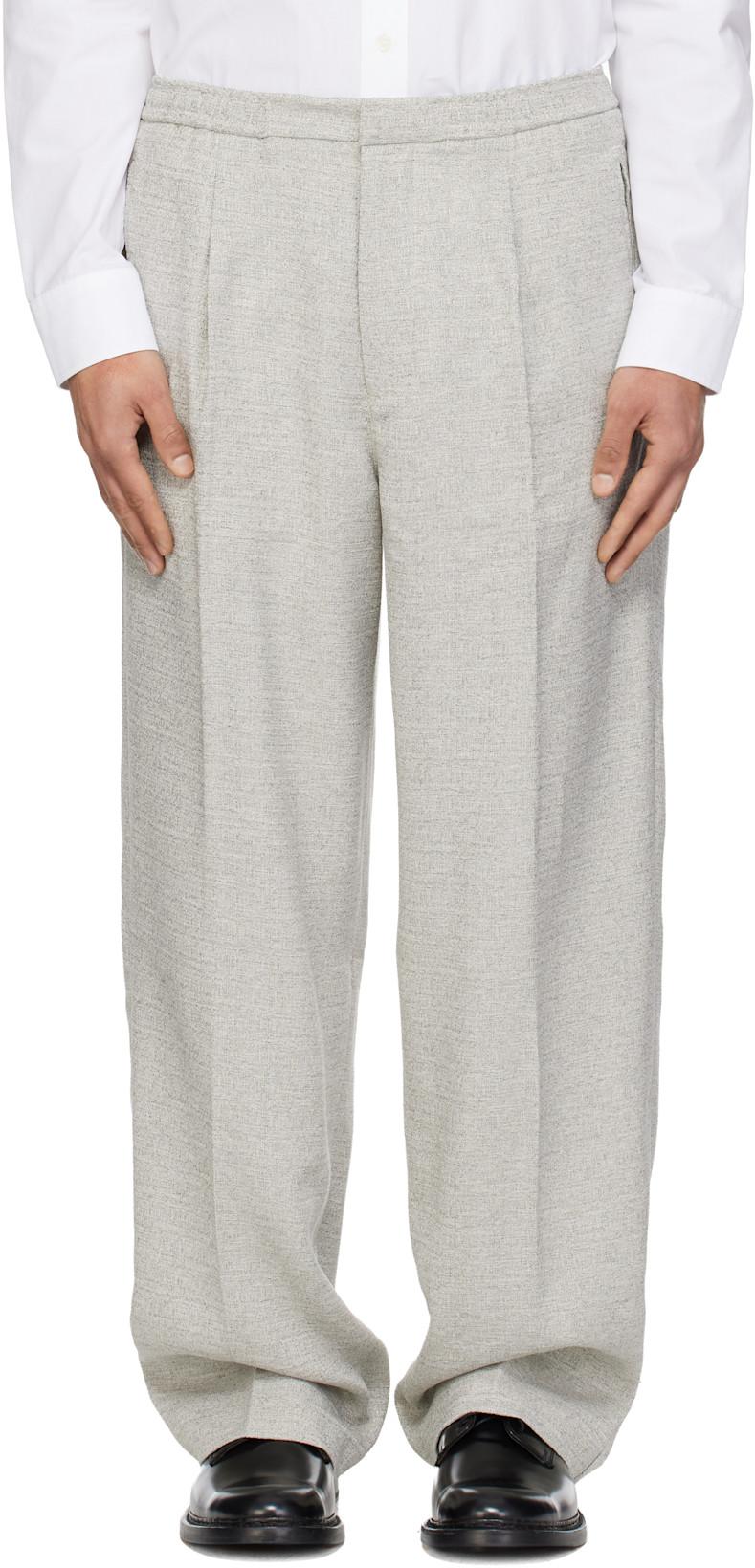 Gray Relaxed Fit Slub Weave Trousers by LACOSTE