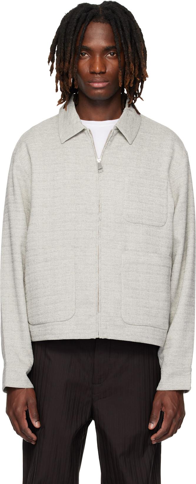 Gray Short Textured Jacket by LACOSTE
