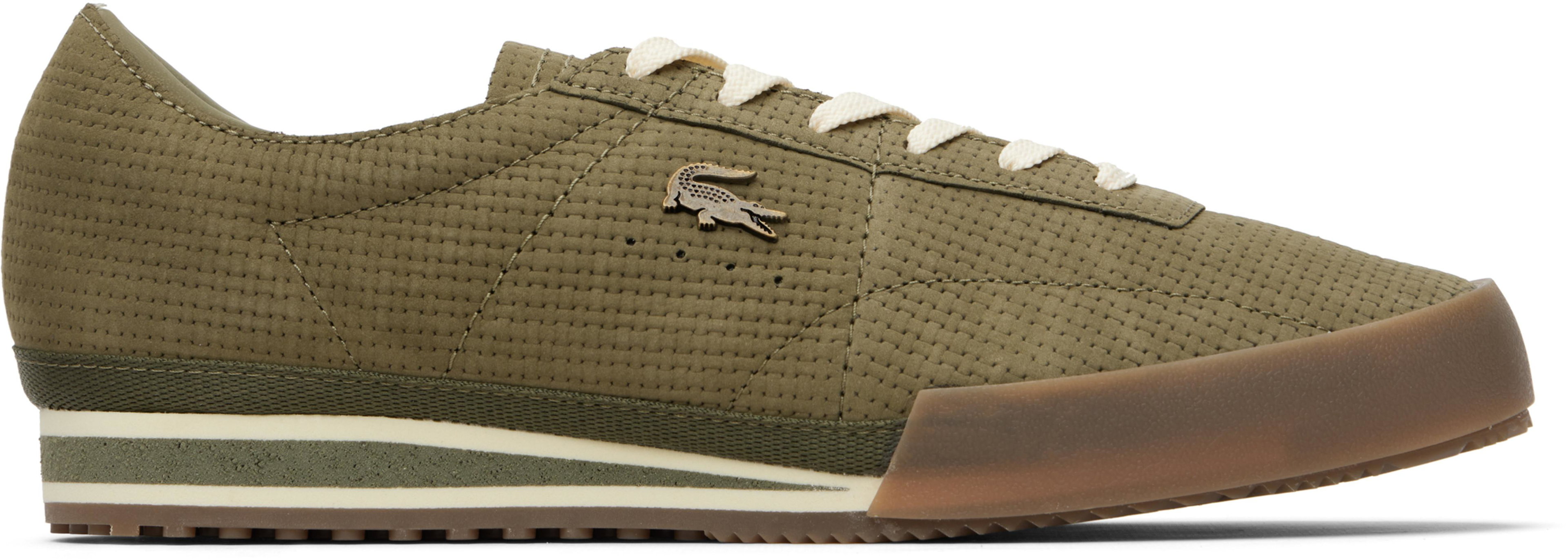 Khaki Aura Leather Sneakers by LACOSTE