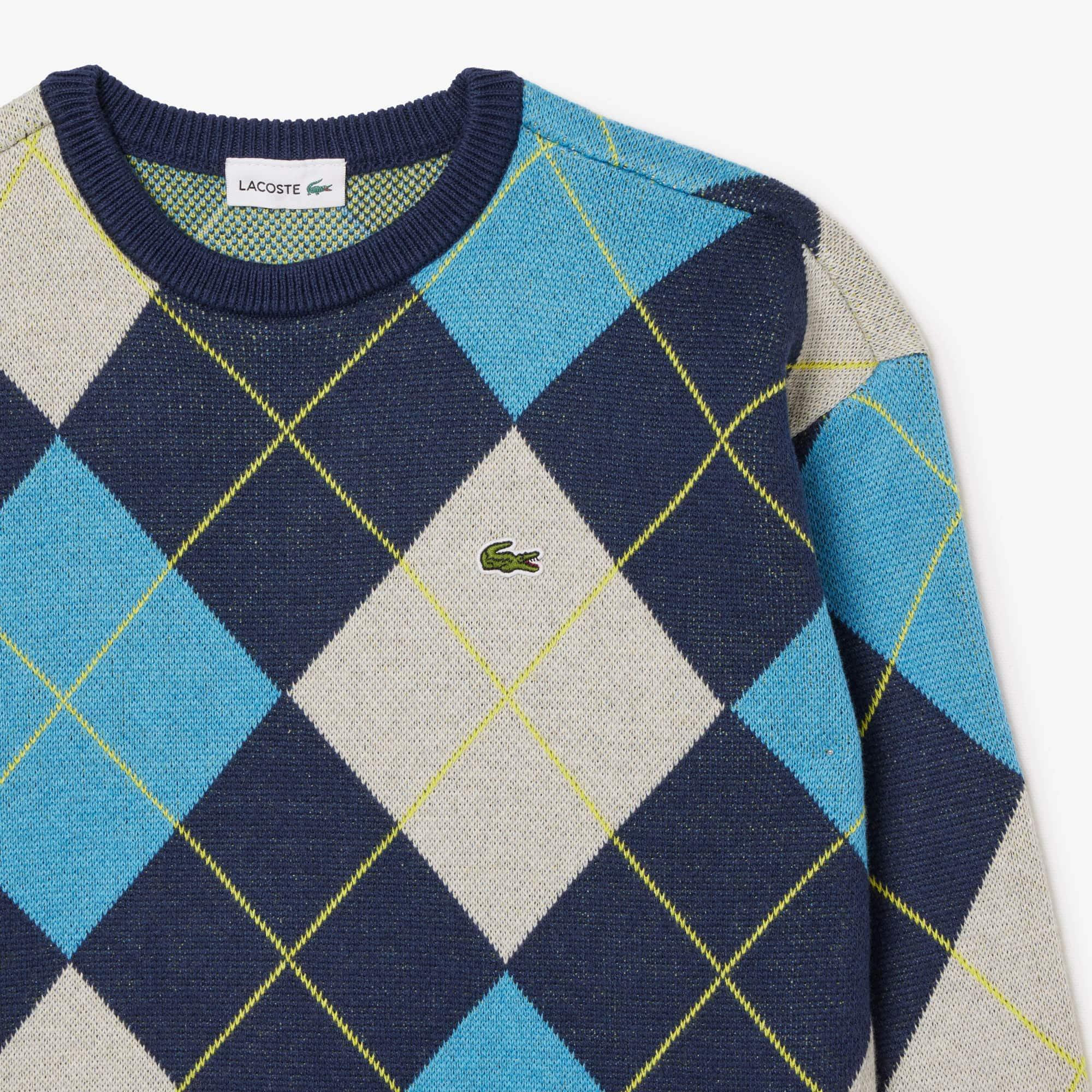 Kids' Cotton and Wool Argyle Sweater by LACOSTE