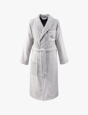 L René logo-embroidered cotton-terry bathrobe by LACOSTE