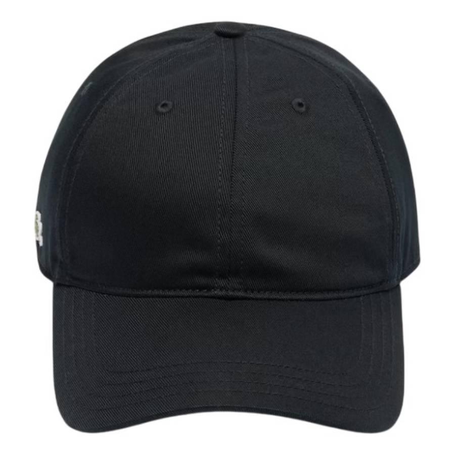 Lacoste Black Cotton Twill Cap by LACOSTE