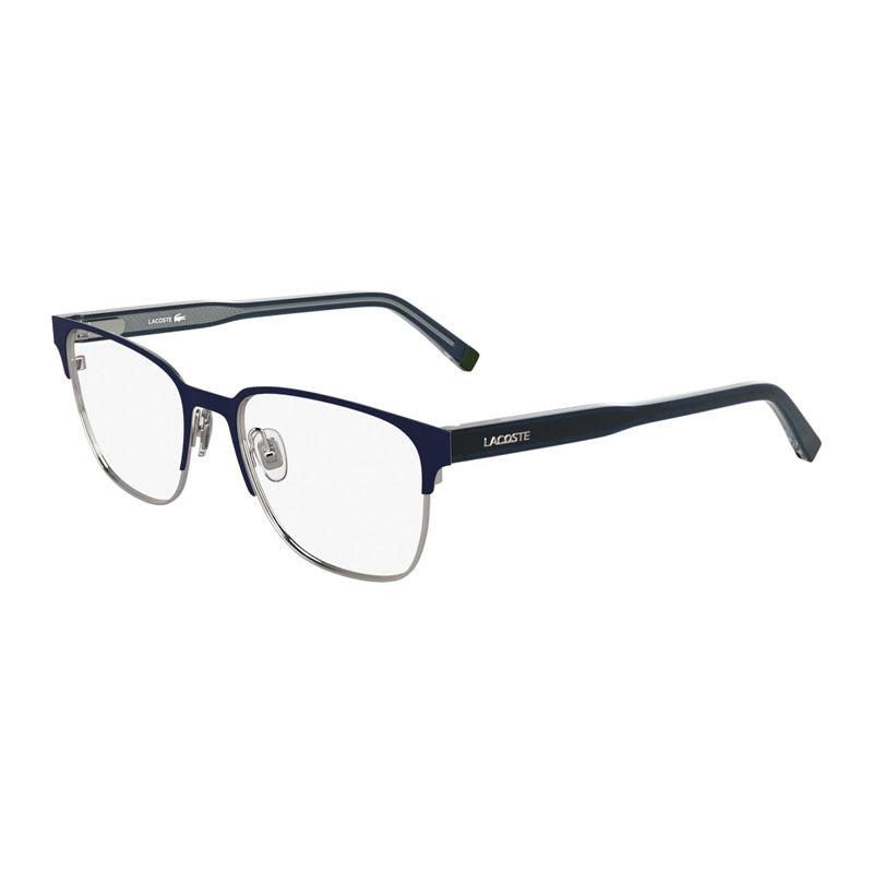 Lacoste Eyeglasses Rectangle Full Rim, Matte Blue Frame And Clear Demo Lenses Lens L2304424 by LACOSTE Lacoste Eyeglasses Rectangle Full Rim, Matte Blue Frame And Clear Demo Lenses Lens L2304424 by LACOSTE