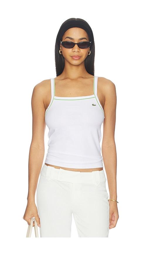 Lacoste Jersey Tank in White by LACOSTE