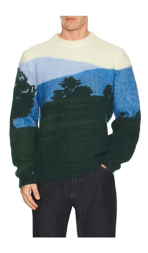 Lacoste Mountain Graphic Wool Crew Neck Sweater in Blue by LACOSTE