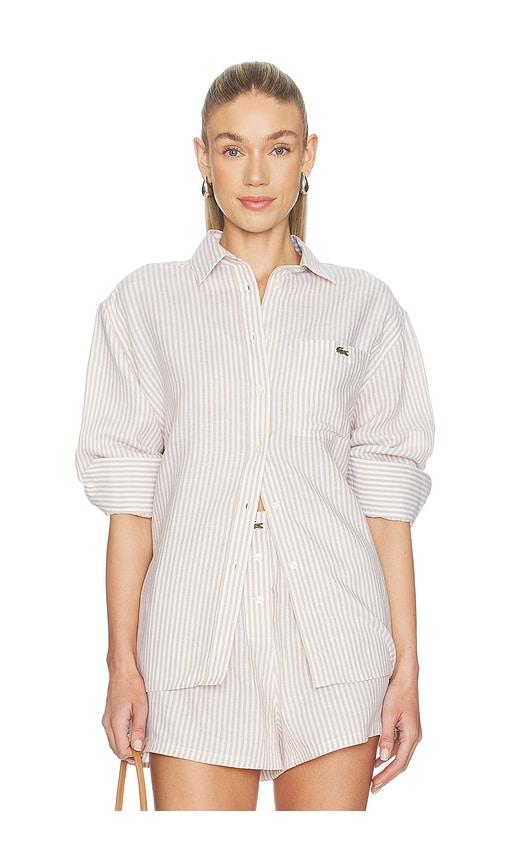 Lacoste Oversized Fit Toile Shirt in Beige by LACOSTE