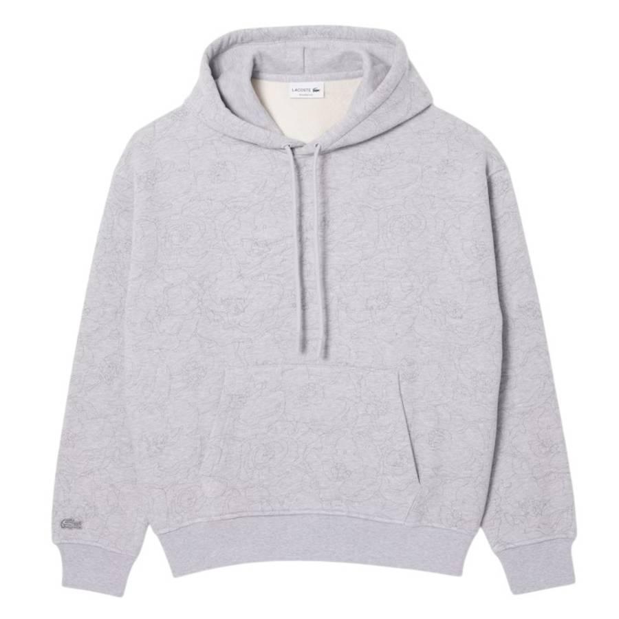 Lacoste Relaxed Fit Floral Print Cotton Hoodie by LACOSTE