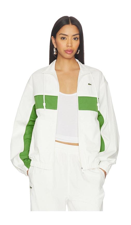 Lacoste Relaxed Fit Twill Jacket in White,Green by LACOSTE