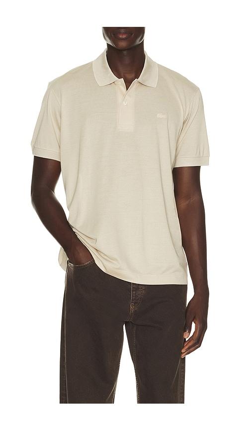 Lacoste Runway Classic Fit Silk Pique Polo Shirt in Cream by LACOSTE