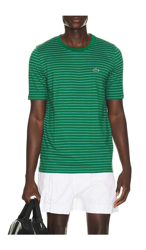 Lacoste Runway Striped Jersey T-Shirt in Green by LACOSTE