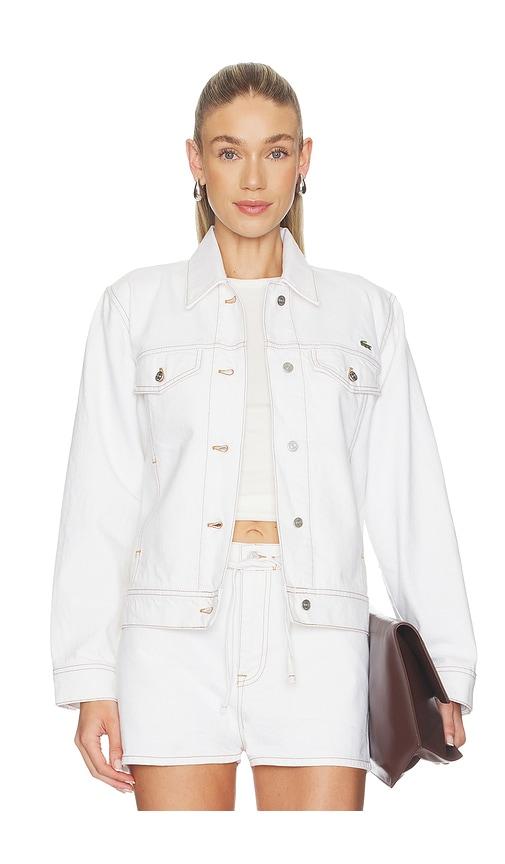 Lacoste Slim Fit Denim Jacket in White by LACOSTE