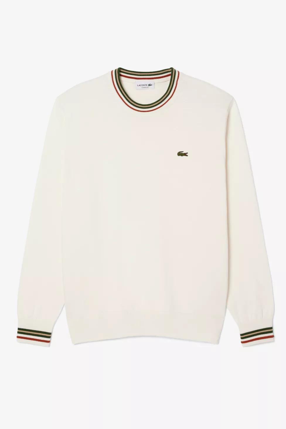 Lacoste Stripe Accent Crew Neck Sweater by LACOSTE