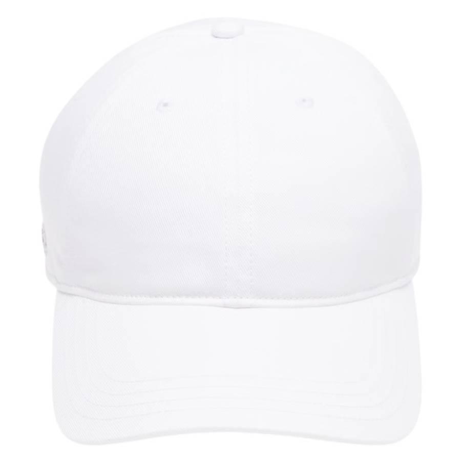 Lacoste White Cotton Twill Cap by LACOSTE
