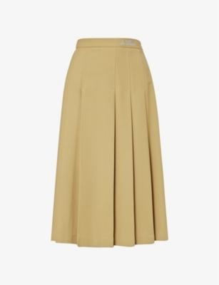 Le FLEUR* x Lacoste brand-embroidered pleated woven midi skirt by LACOSTE
