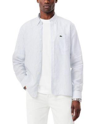 Linen Regular Fit Button Down Shirt by LACOSTE