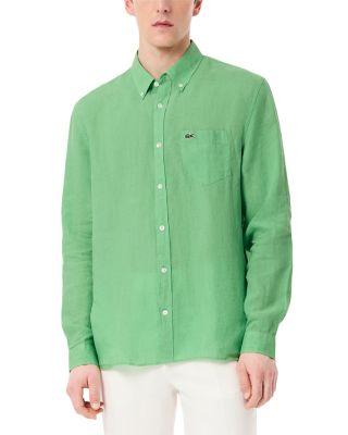 Linen Regular Fit Button Down Shirt by LACOSTE