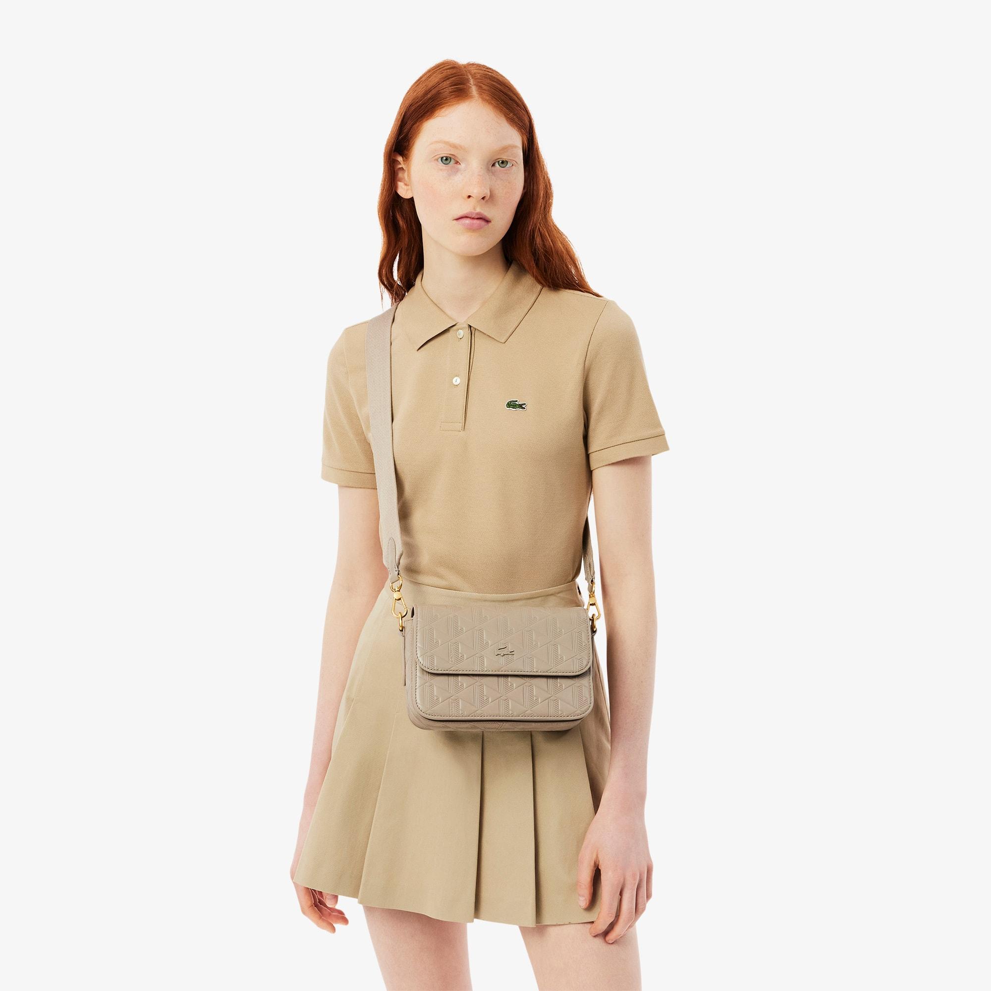 Maheki Embossed Leather Shoulder Bag by LACOSTE